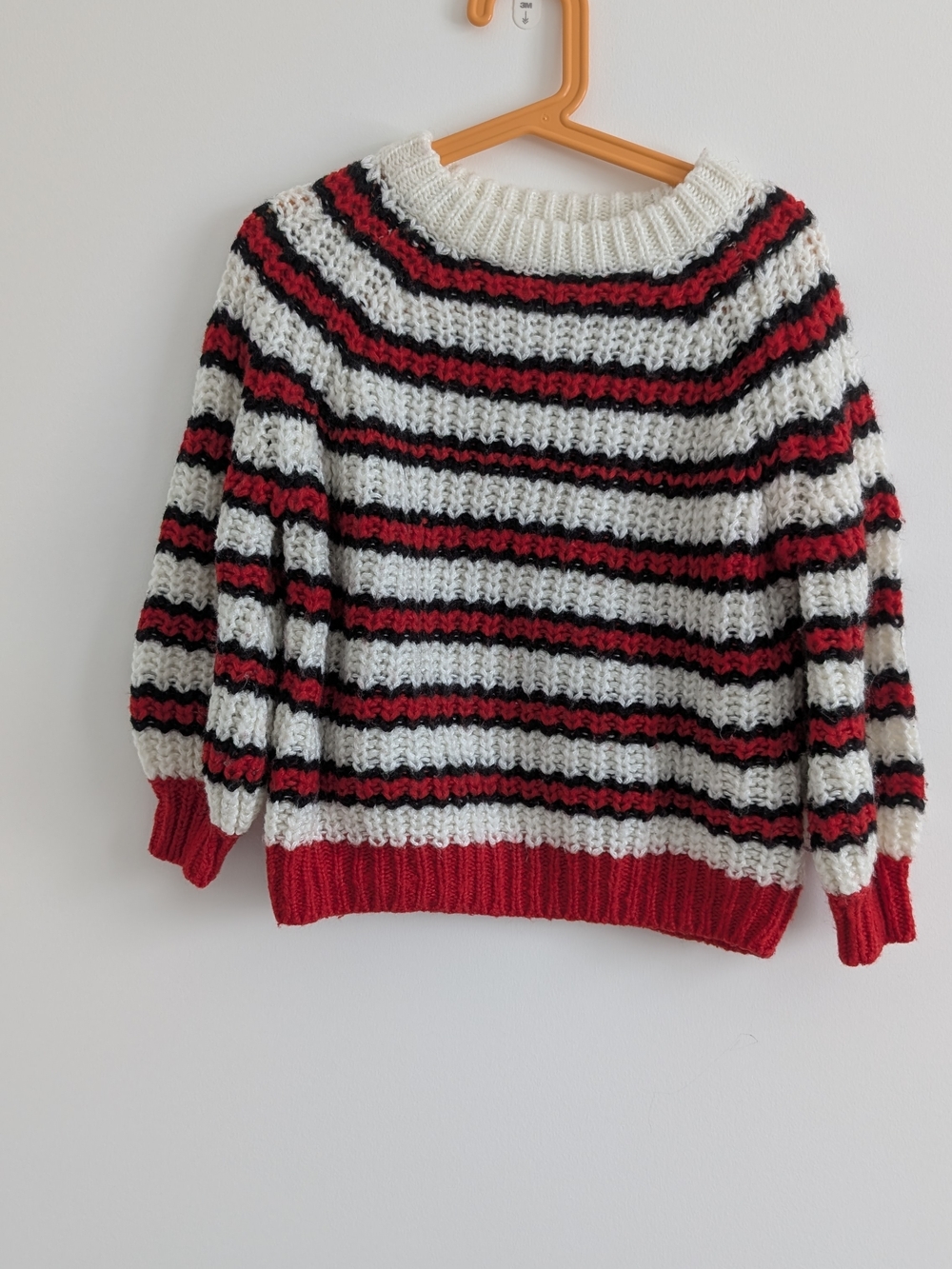 ZARA Red, White & Black Striped Crewneck Sweater